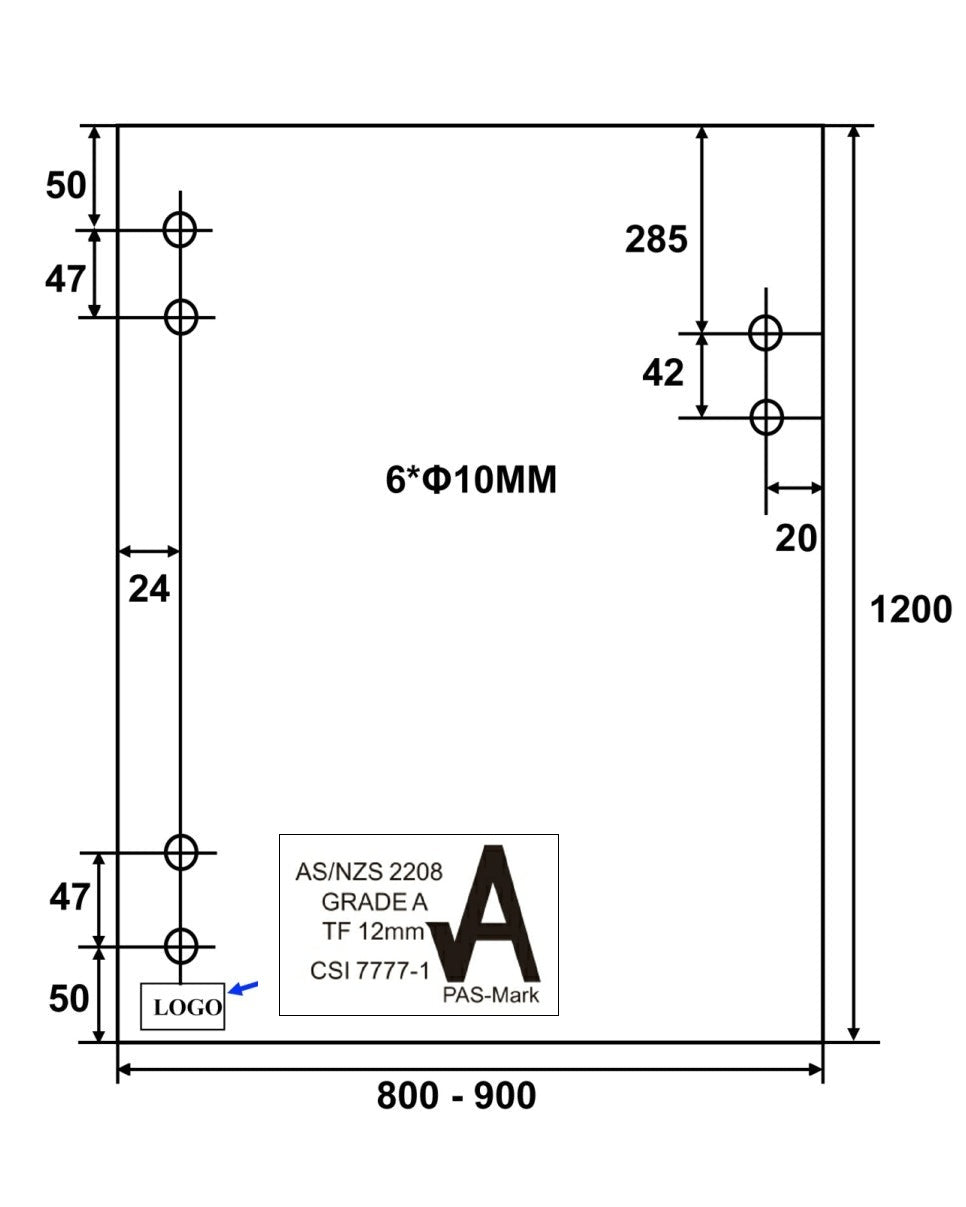 EnduroShield Clear Toughened Pool Gate 12mm (T) x 1200mm (H)