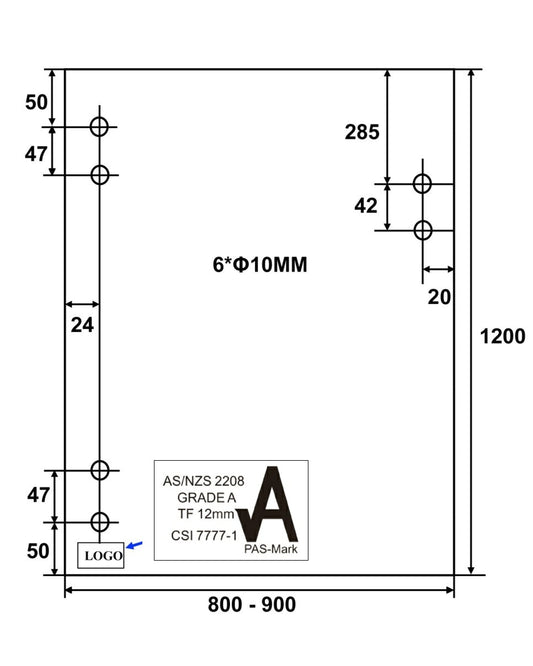 EnduroShield Clear Toughened Pool Gate 12mm (T) x 1200mm (H)