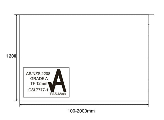 EnduroShield Clear Toughened Glass Pool Fence Panel 12mm (T) x 1200mm (H)